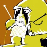 Bigfoot knitting t-shirt illustration