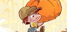 Boy carrying big pupkin