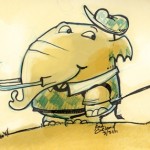 Elephant holding a golf club