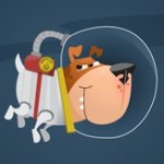 Space alien fighting astronaut guard dog